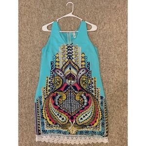 Pink owl multicolor shift dress